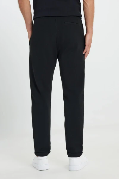 Men's Black Standard Fit Regular Cut Pocketed Stretch Knitted Trousers - 6