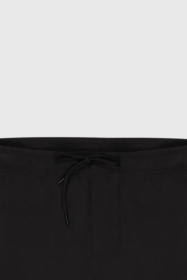 Men's Black Standard Fit Regular Cut Pocketed Stretch Knitted Trousers - 8