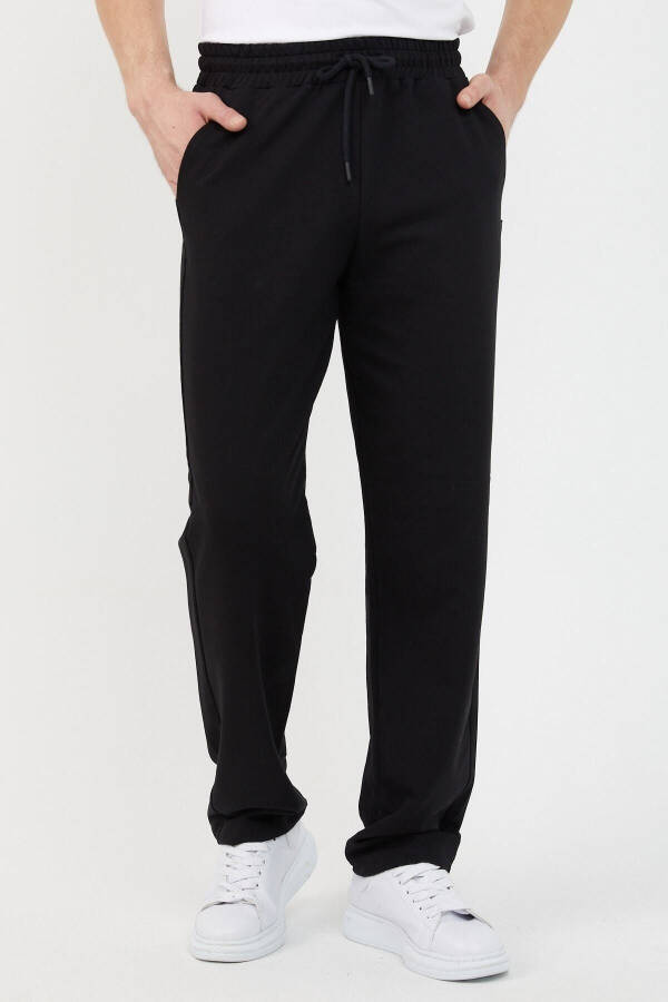 Men's Black Straight Leg Sweatpants - 1