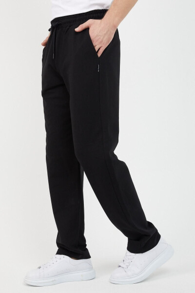 Men's Black Straight Leg Sweatpants - 2