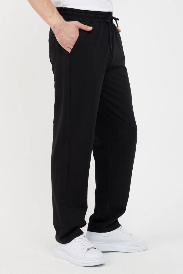 Men's Black Straight Leg Sweatpants - 3