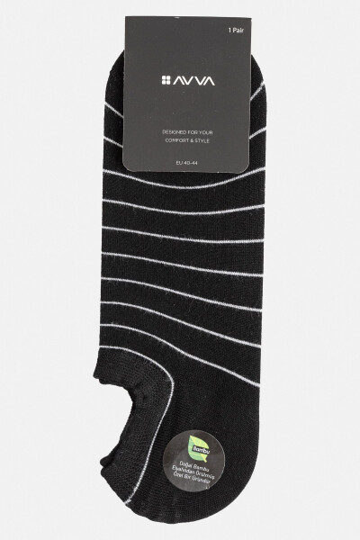 Men's Black Striped Bamboo Slipper Socks - 4