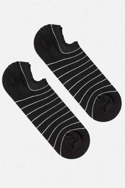 Men's Black Striped Bamboo Slipper Socks - 5