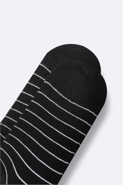 Men's Black Striped Bamboo Slipper Socks - 2