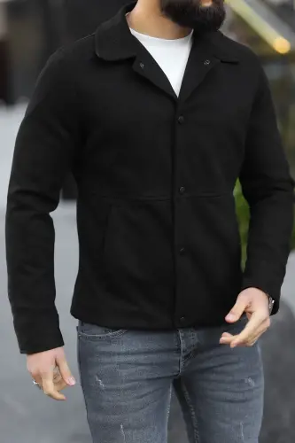 Men's Black Suede Jacket-Black Suede - 2