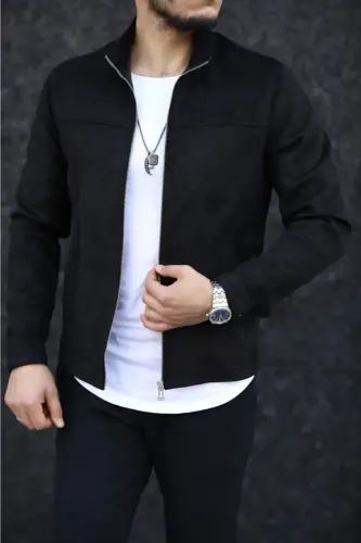 Men's Black Suede Spring Jacket-BLACK - BASEL.CO (1)