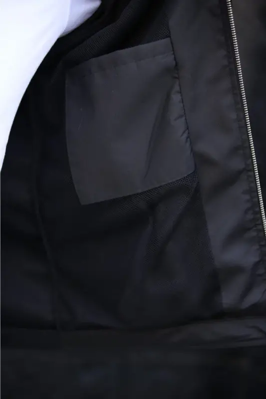 Men's Black Suede Spring Jacket-BLACK - 5