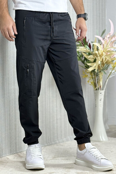 Men's Black Summer Outdoor Sports Lycra Jogger Pants - 10