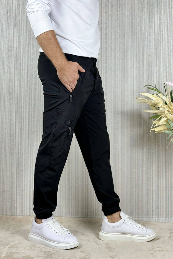 Men's Black Summer Outdoor Sports Lycra Jogger Pants - 12