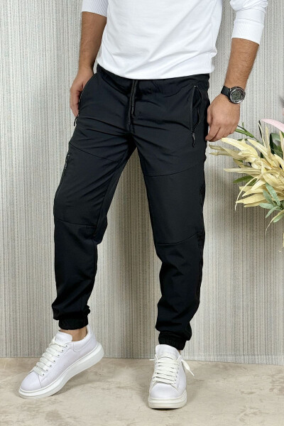 Men's Black Summer Outdoor Sports Lycra Jogger Pants - 13