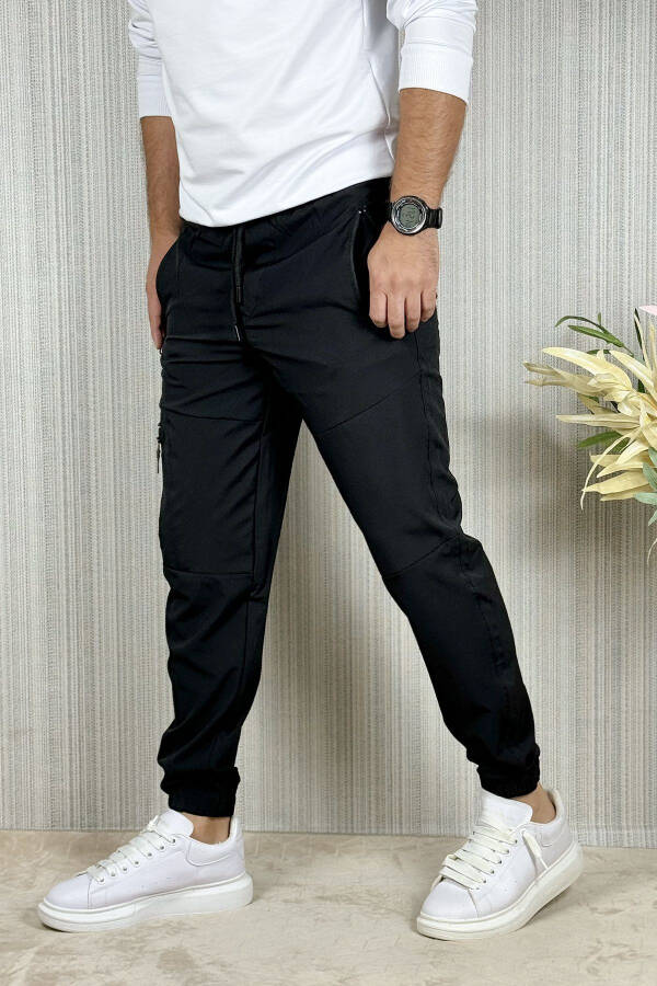 Men's Black Summer Outdoor Sports Lycra Jogger Pants - 14