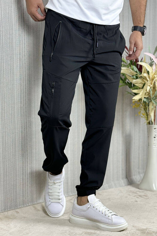 Men's Black Summer Outdoor Sports Lycra Jogger Pants - 16