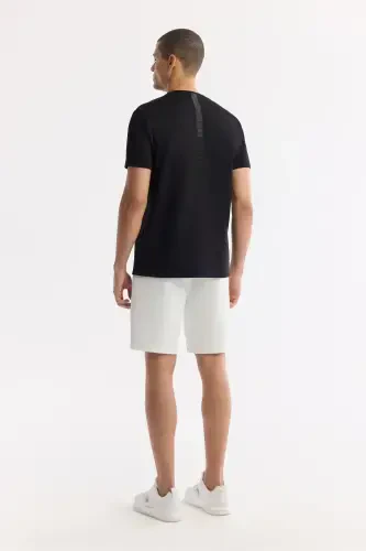 Men's Black T-shirt Round Neck Back and Chest Logo Printed Regular Fit B001040 - 5