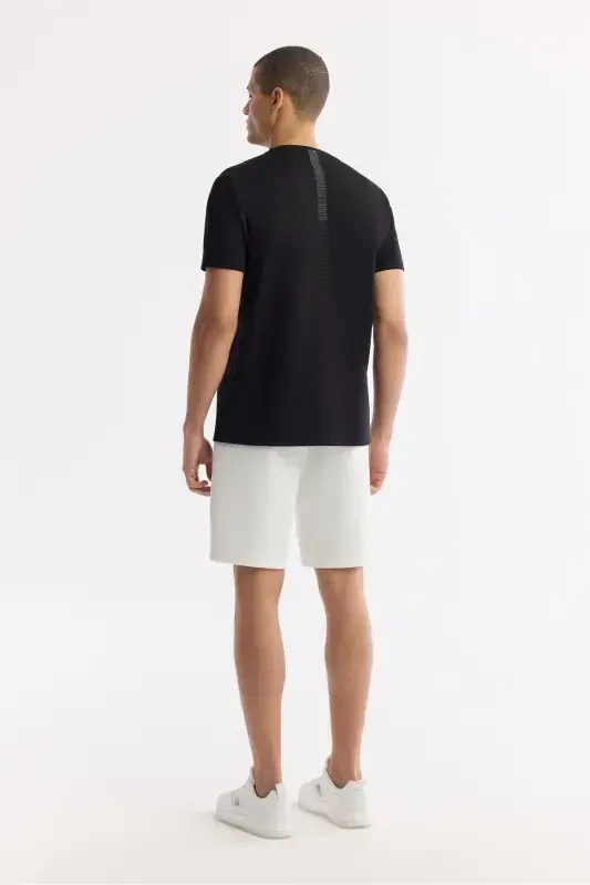 Men's Black T-shirt Round Neck Back and Chest Logo Printed Regular Fit B001040 - 5