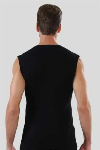 Men's Black T-Shirt Zero Sleeve Zero Collar Sleeveless Athletic 2-Pack 100% Cotton - 4