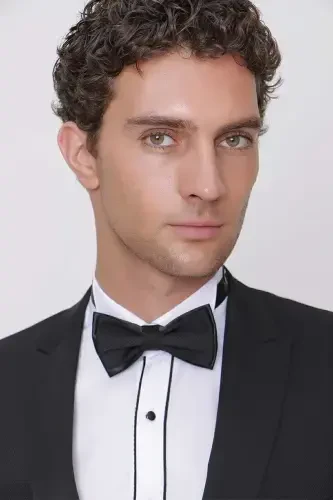 Men's Black Taiga Bow Tie Cummerbund Ceromonia Groom Suit - Black - 6