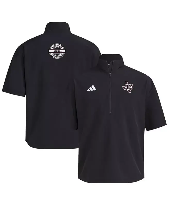 Men's Black Texas A&M Aggies 2024 Half-Zip Short Sleeve Training Jacket-Black - 1