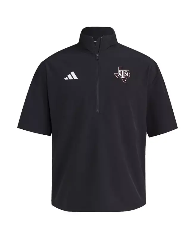 Men's Black Texas A&M Aggies 2024 Half-Zip Short Sleeve Training Jacket-Black - 3