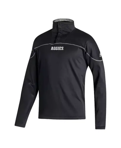 Men's Black Texas A&M Aggies AEROREADY Knit Quarter-Snap Jacket-Black - 3