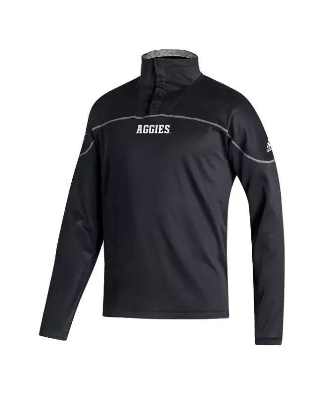 Men's Black Texas A&M Aggies AEROREADY Knit Quarter-Snap Jacket-Black - 3