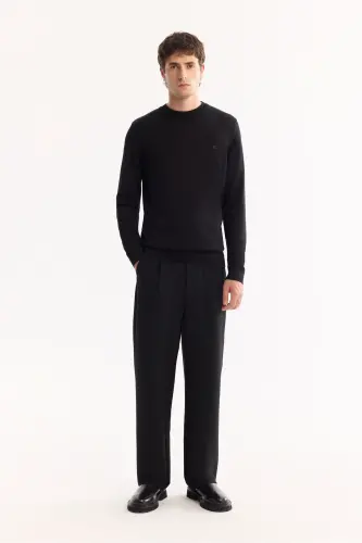 Men's Black Turtleneck Viscose Knit Sweater B005021-Black - 6