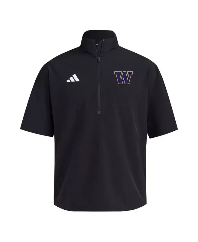 Men's Black Washington Huskies 2024 Half-Zip Short Sleeve Training Jacket-Black - 2