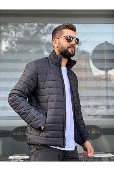 Men's Black Waterproof Zippered Slimfit Inner Pocket Puffer Jacket - 5