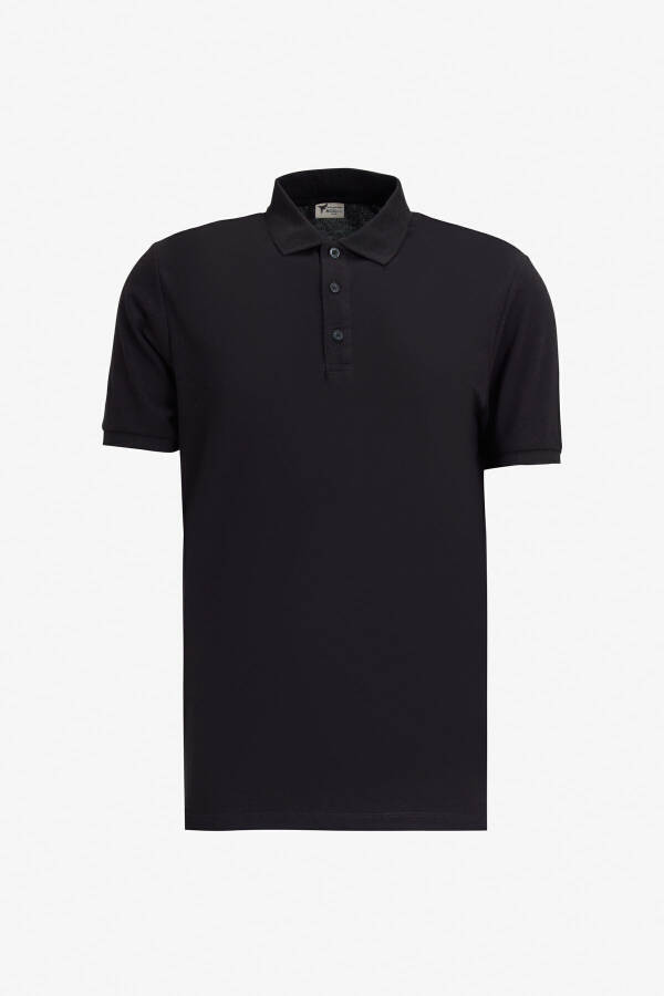 Men's Black-White-Navy 3 Pack Non-Iron Cotton Slim Fit Polo Neck T-Shirt - 7
