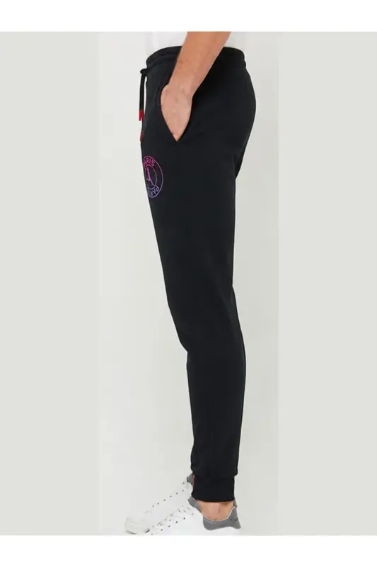 Men's Black Winter Tracksuit Bottoms Slim Fit Tapered Jogger Paris-Black paris - 2