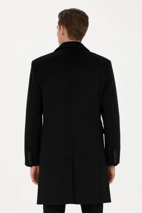 Men's Black Wool Coat - 12