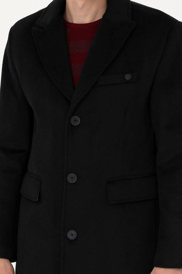 Men's Black Wool Coat - 13