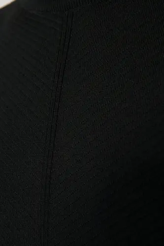 Men's Black Wool Knit Sweater - 5