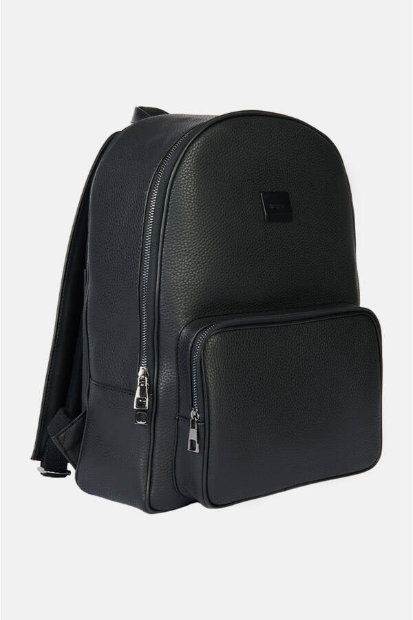 Men's Black Zippered Backpack - 9