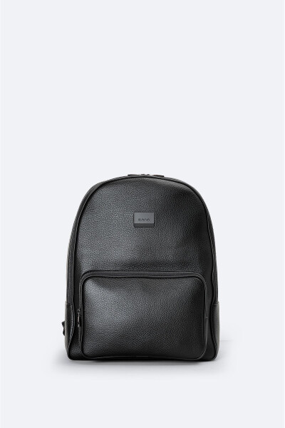 Men's Black Zippered Backpack - 2