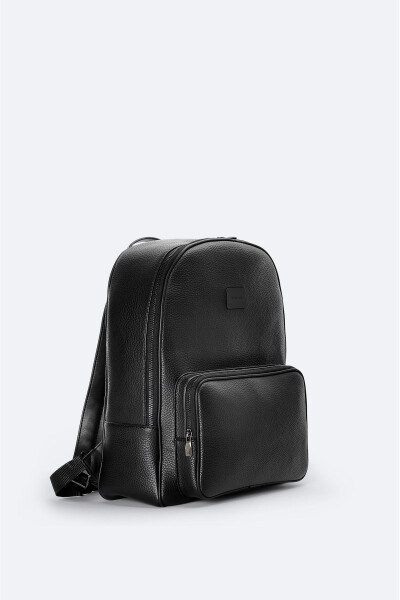 Men's Black Zippered Backpack - 3