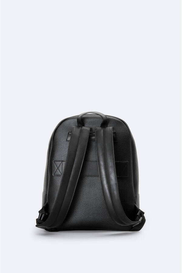 Men's Black Zippered Backpack - 4