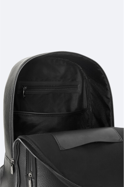 Men's Black Zippered Backpack - 6