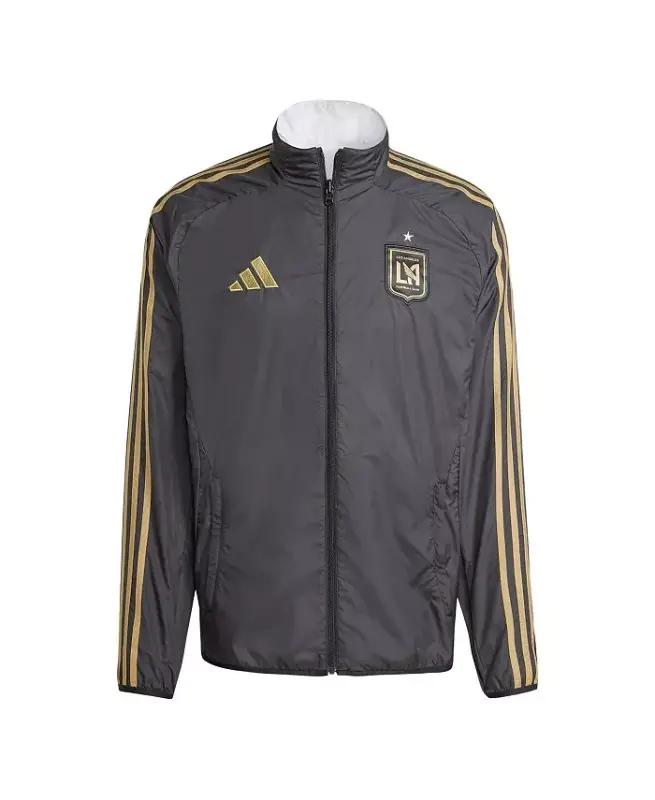 Men's Black/White LAFC 2025 Anthem Reversible Full-Zip Jacket-Black, White - 1