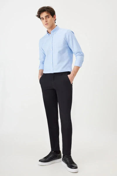 Men's Blue 2-Pack Cotton Oxford Easy Iron Slim Fit Shirt Bundle - 3