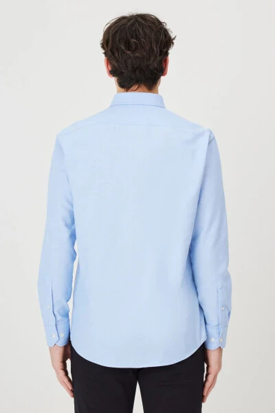 Men's Blue 2-Pack Cotton Oxford Easy Iron Slim Fit Shirt Bundle - 6