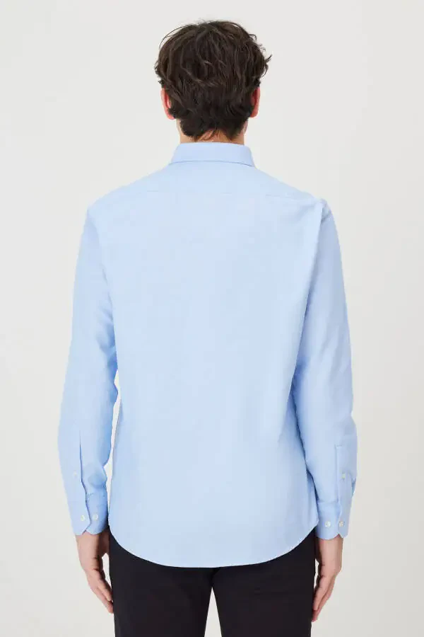 Men's Blue 2-Pack Cotton Oxford Easy Iron Slim Fit Shirt Bundle - 6