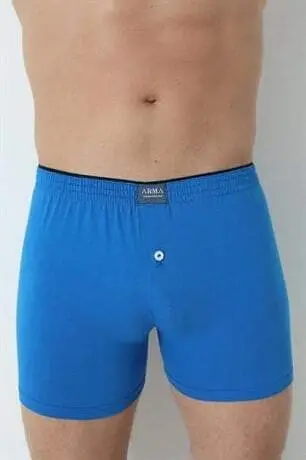 Men's Blue Button-Down Boxer 3-Pack 100% Cotton Knit - 21