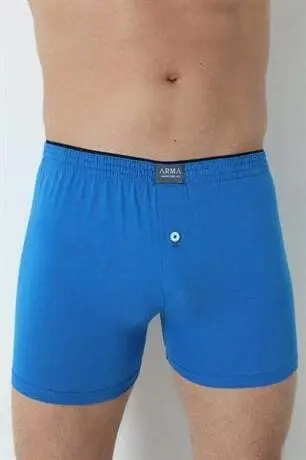 Men's Blue Button-Down Boxer 3-Pack 100% Cotton Knit - 19