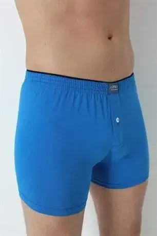 Men's Blue Button-Down Boxer 3-Pack 100% Cotton Knit - 7