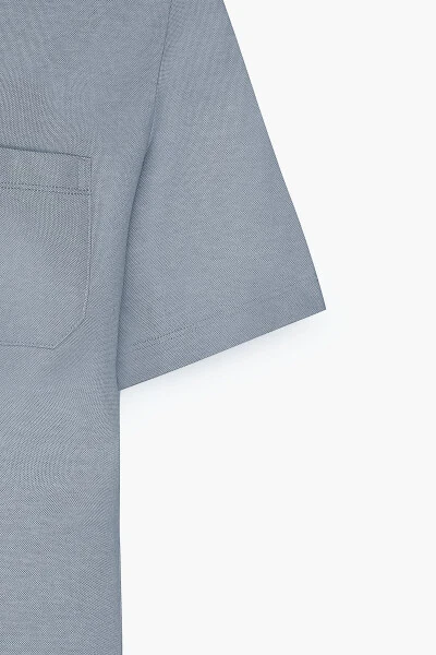 Men's Blue Comfort Fit Relaxed Cut Polo Collar Cotton Short Sleeve T-Shirt - 8