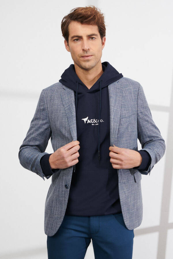 Men's Blue Comfort Fit Relaxed Fit Mono Collar Pattern - 2