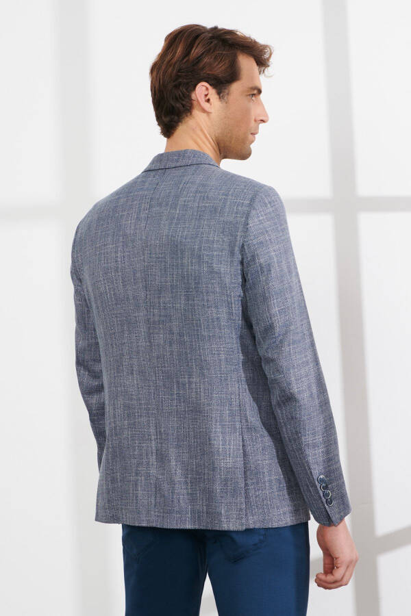 Men's Blue Comfort Fit Relaxed Fit Mono Collar Pattern - 6