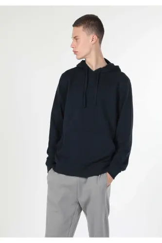 Men's blue hooded sweatshirt, regular fit. Cl1055785 - 4