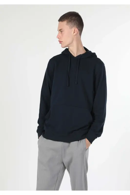 Men's blue hooded sweatshirt, regular fit. Cl1055785 - 4