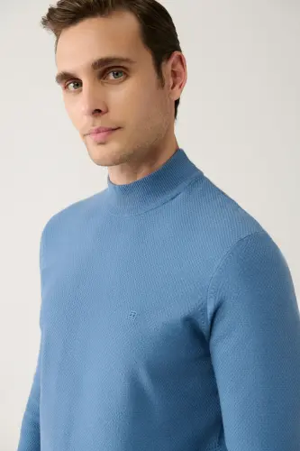 Men's Blue Knit Sweater - AVVA (1)